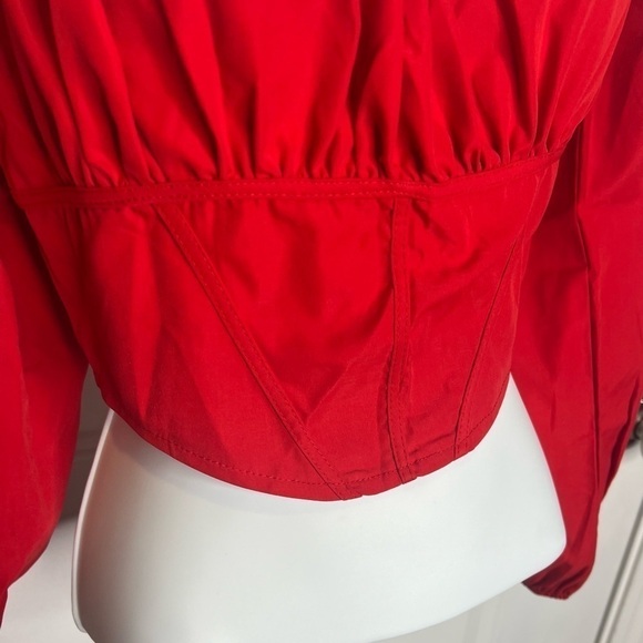 SHEIN Privé Ruched Bust Square Neck Bishop Sleeve Blouse SZ M - Picture 6 of 14